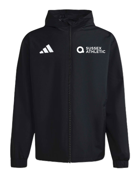 adidas Entrada 26 Hooded All-Weather Jacket - Black/White (Staff) [JPL Sussex]