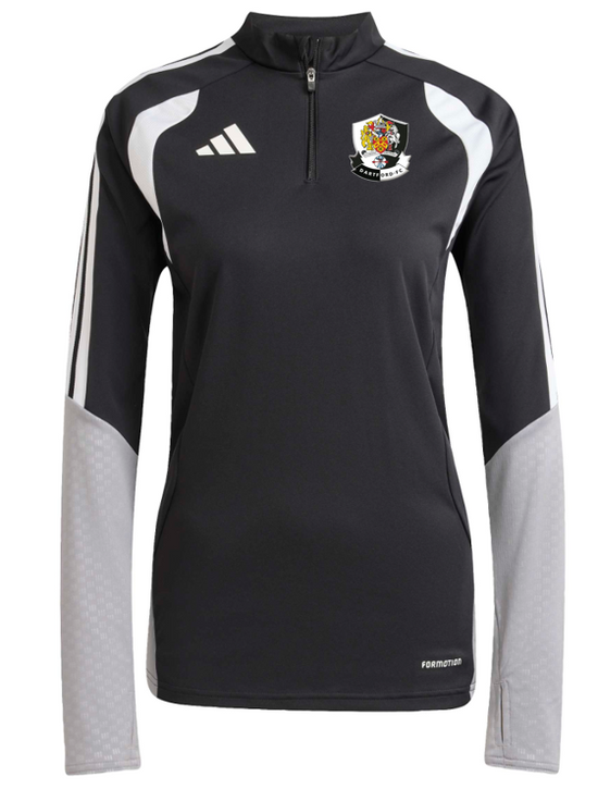 adidas Womens Tiro 26 Competition Slim-Fit 1/4-Zip Training Top - Black/Light Onix/White [Dartford Ladies 1st Team]